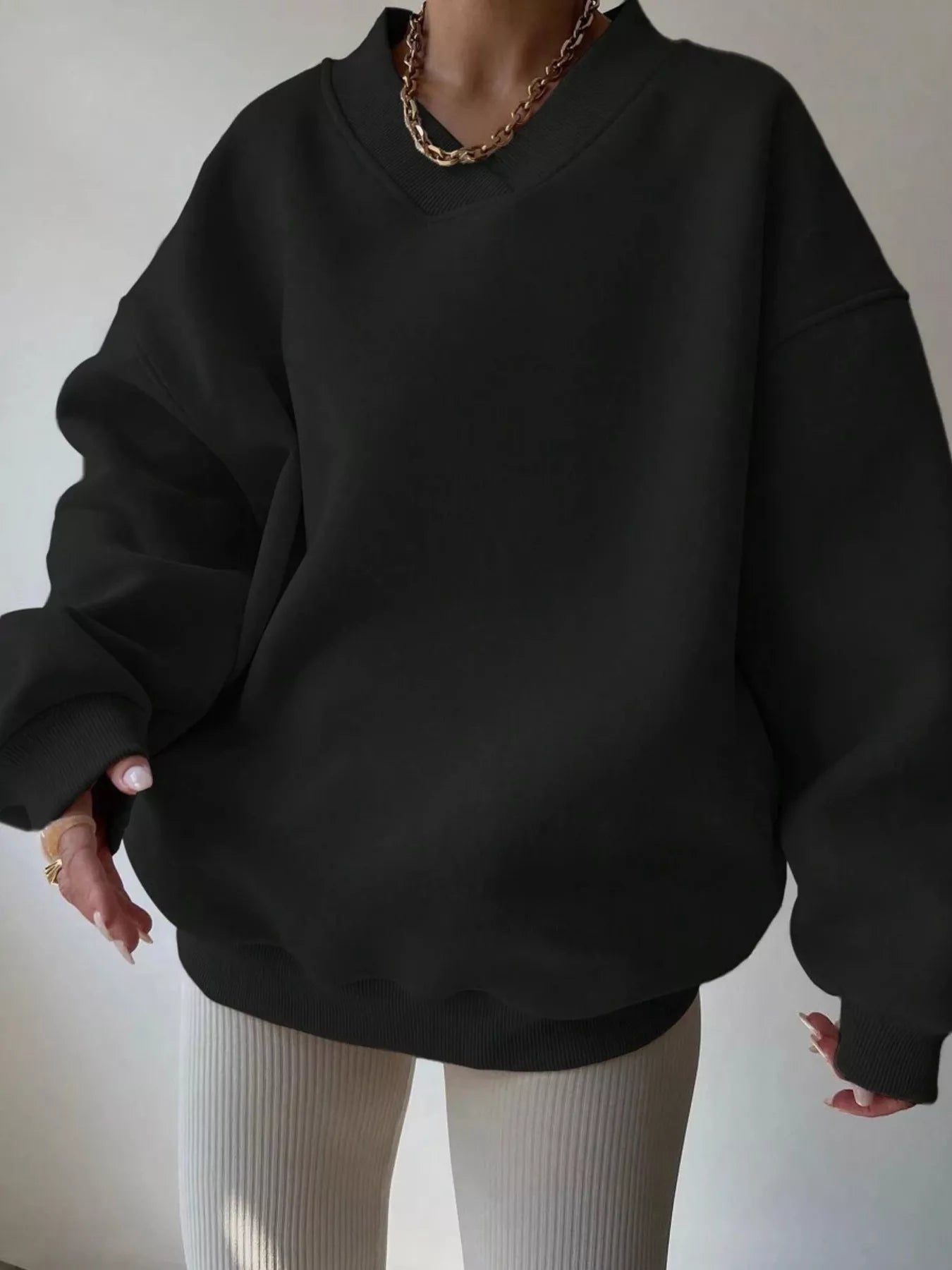 Dropped Shoulder Long Sleeve Oversized Sweatshirt – Cozy Casual Fit