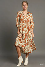 Floral Tiered Midi Shirt Dress – Feminine, Flowy & Chic Style