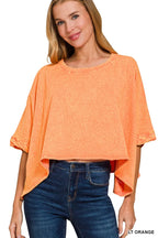 Zenana Crinkle Wash Oversized T-Shirt – Premium Cotton Orange Tee