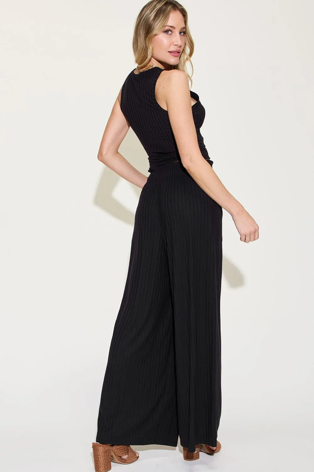 Ribbed Tank & Wide Leg Pants Set – Chic, Comfy & Effortless