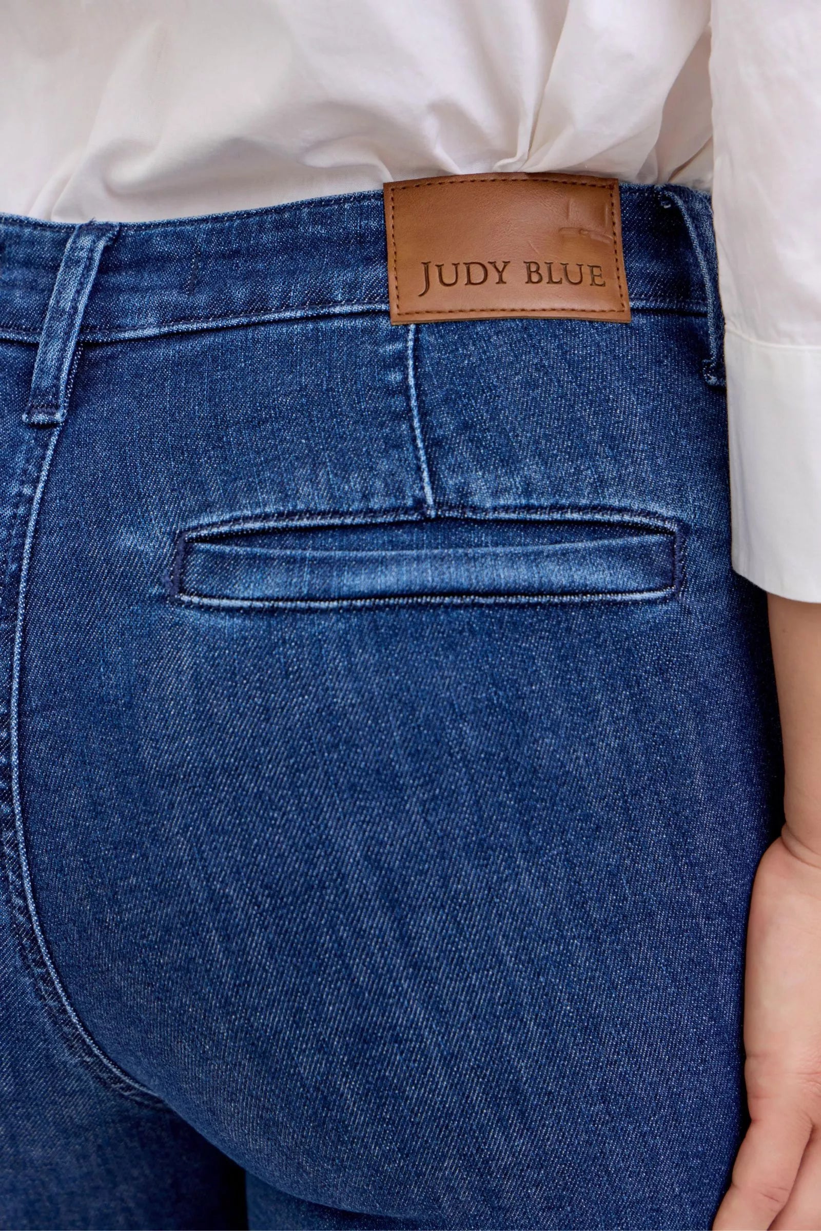 Judy Blue High Waist Flare Jeans – Retro Style with Patch Pockets