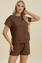 Textured Short Sleeve Top & Shorts Set – Comfy, Chic & Versatile