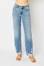 Judy Blue High Waist Heavy Destroy Straight Jeans – Edgy Denim Style