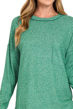 Zenana Soft Melange Hacci Long Sleeve T-Shirt – Cozy, Classic & Versatile