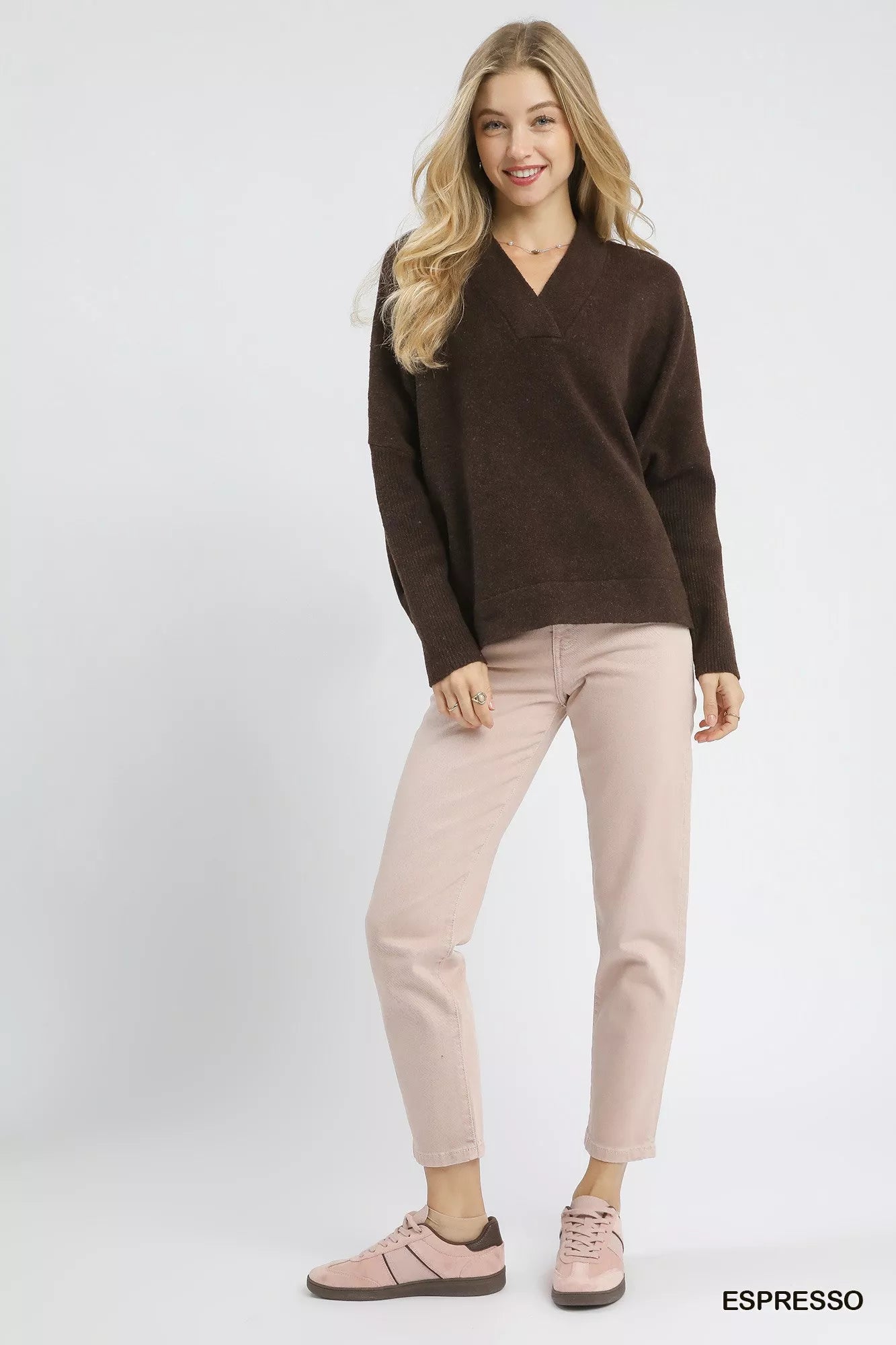 Cozy Knit V-Neck Sweater Top