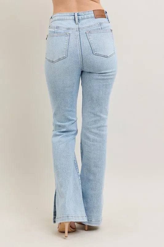 Judy Blue Women's High Waist Tummy Control Vintage Wash Slim Bootcut Jeans.