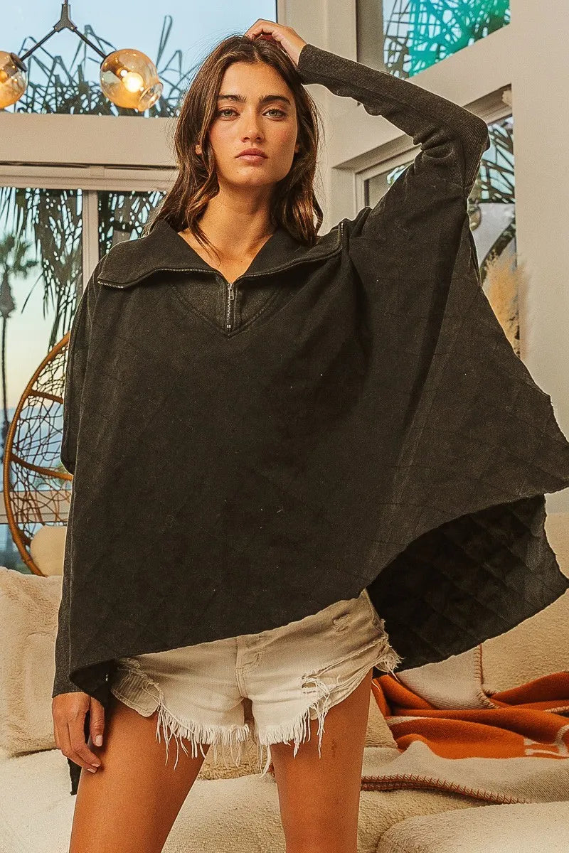 Oversized Fleece Quarter-Zip Sweatshirt – Soft Cozy & Street-Ready