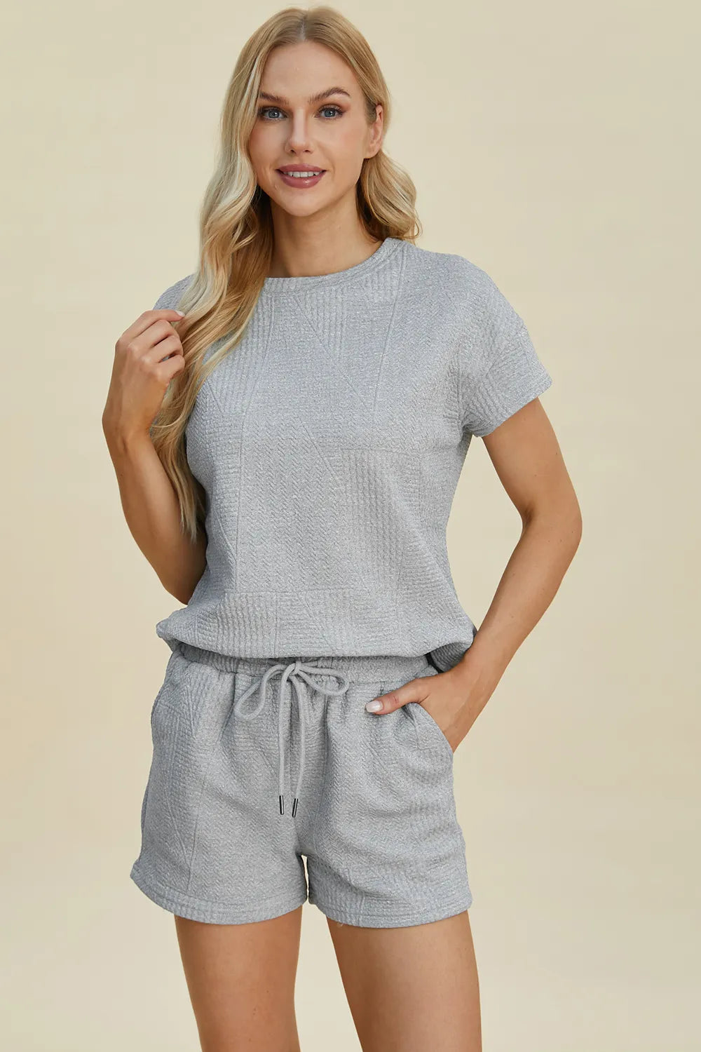 Textured Short Sleeve Top & Shorts Set – Comfy, Chic & Versatile