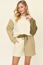 Contrast Drop Shoulder Top & Shorts Set – Trendy, Comfy & Versatile