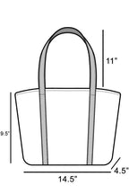 Large shoulder bag outline with 14.5" width, 11" height, 9.5" depth, 4.5" base
