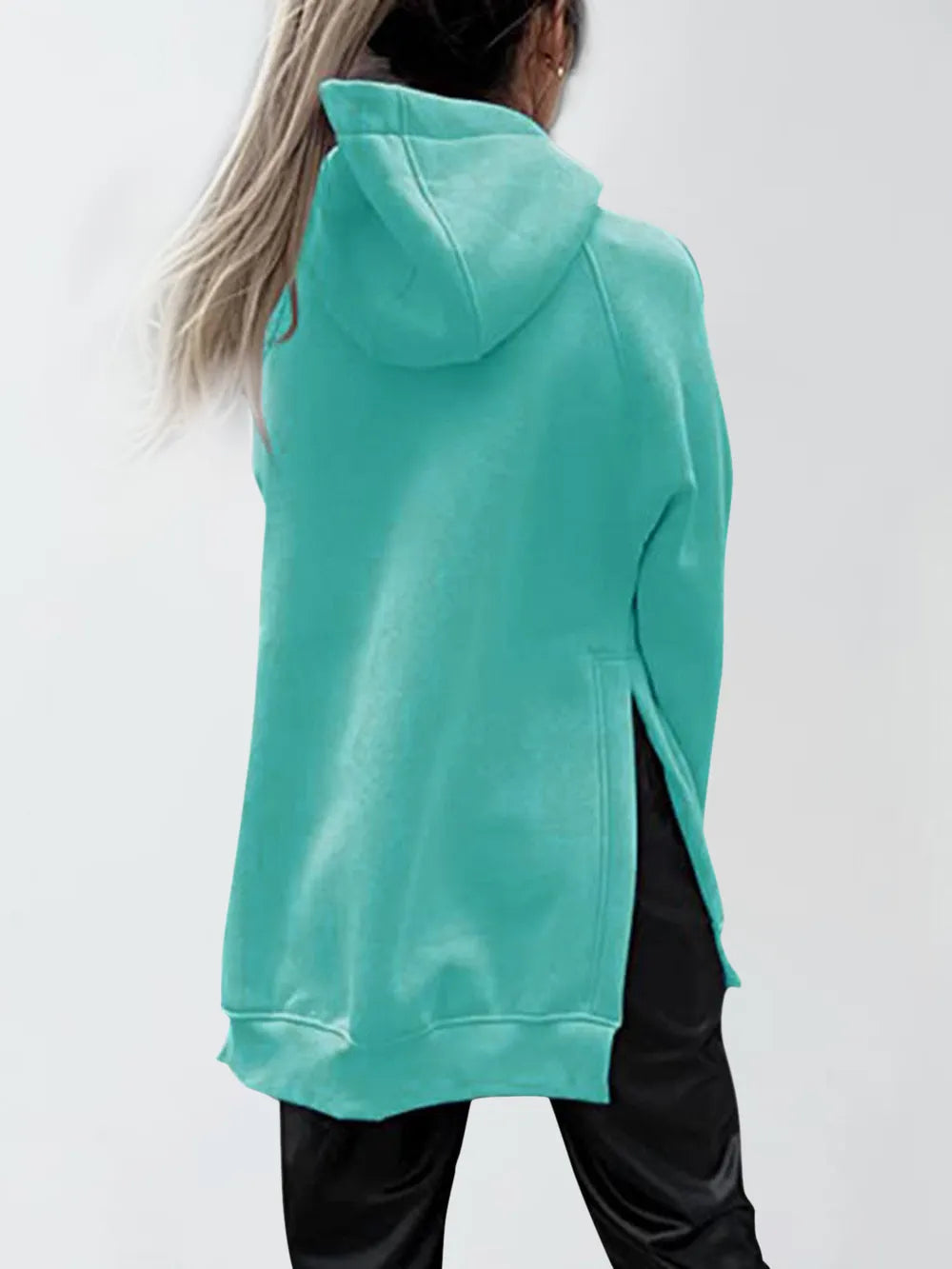Slit Pocketed Raglan Sleeve Hoodie – Cozy, Casual & Versatile
