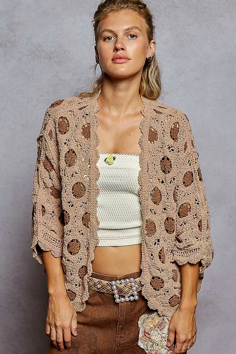 Chenille V-Neck Floral Cardigan