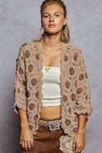 Chenille V-Neck Floral Cardigan