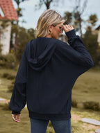 Zip Up Drawstring Long Sleeve Hooded Jacket – Casual Lightweight Layer