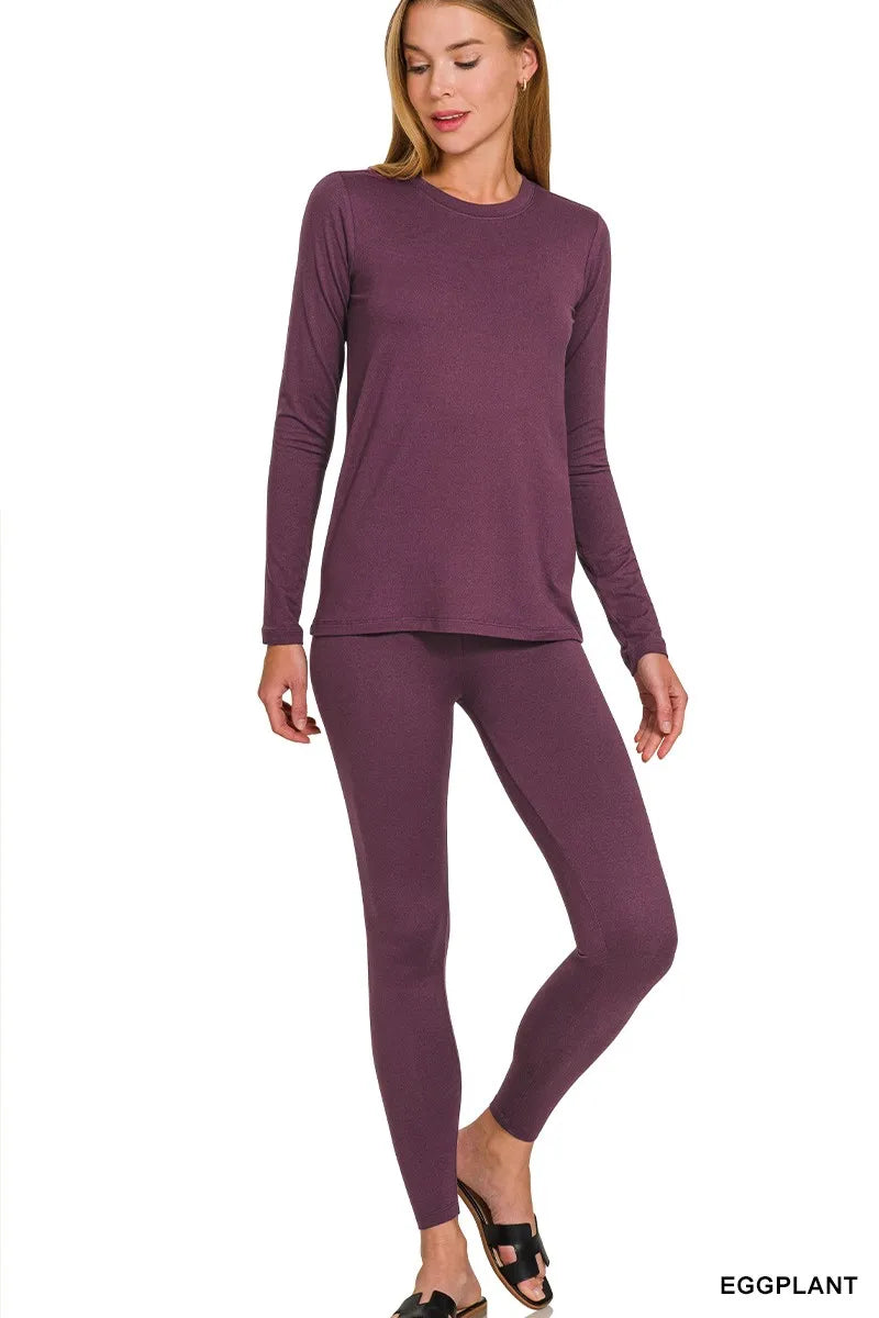Microfiber Top & Leggings Set – Soft, Stretchy & Stylish Comfort