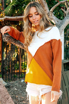 BiBi Color Block Geometric Sweater – Bold, Modern & Cozy Knitwear Style