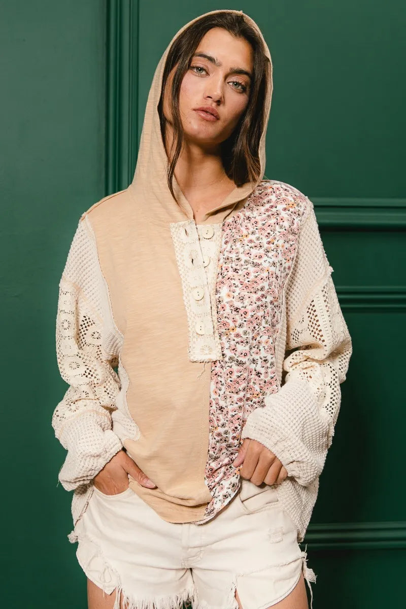 ace Combo Slub Jersey Hoodie – Buttoned, Chic & Casual Comfort