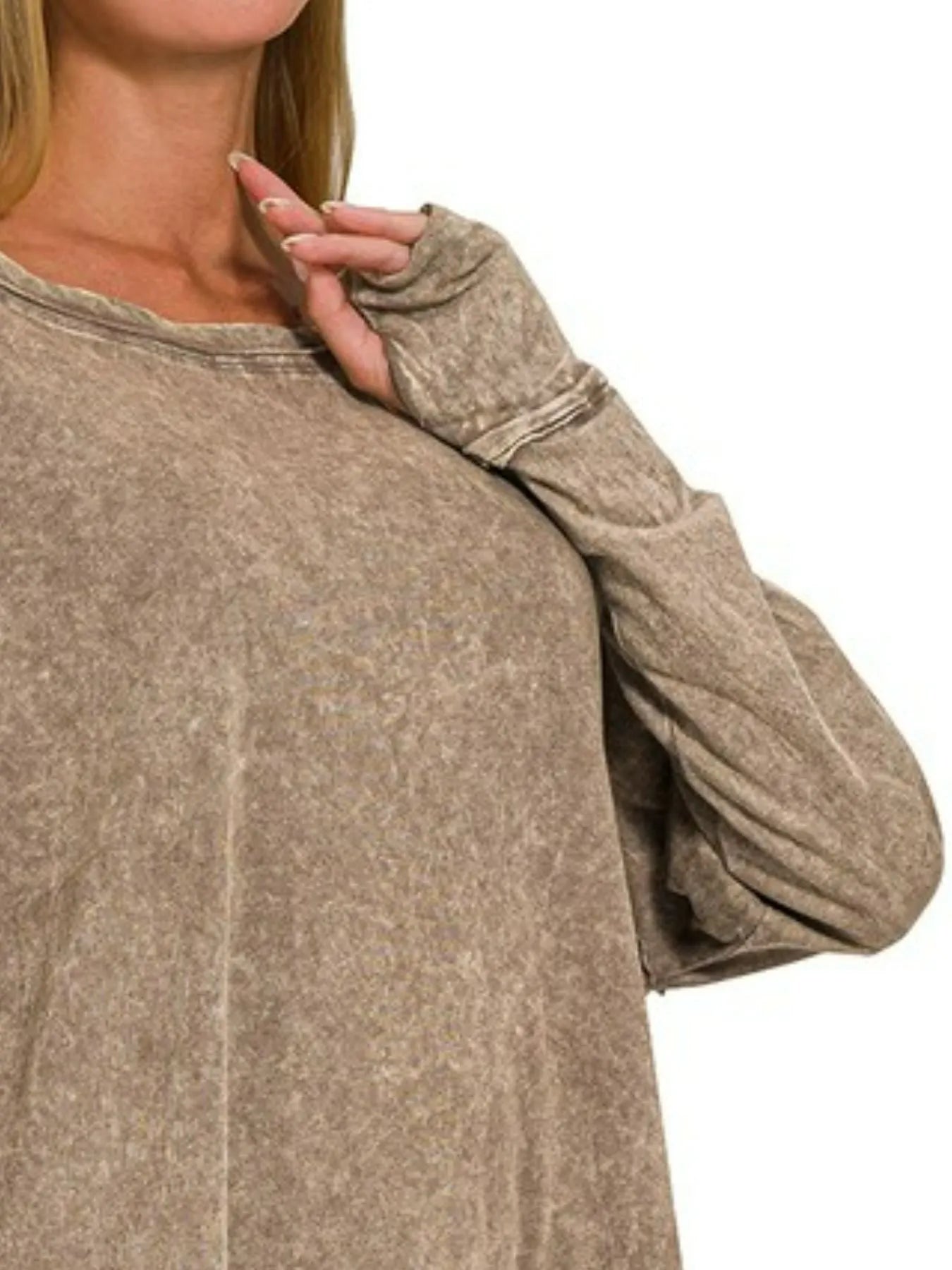 Vintage Mocha Long Sleeve T-Shirt – Relaxed Fit Soft Cotton Comfort