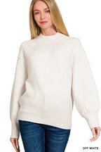 Zenana Viscose Mock Neck Sweater – Chic Exposed Seam Design