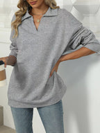 Johnny Collar Long Sleeve Sweatshirt – Casual Chic & Cozy
