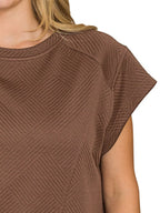 Zenana Textured Knit Jacquard Short Sleeve Top – Chic & Versatile Style