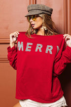 BiBi Merry Glitter Christmas Top – Festive Drop Shoulder Holiday Style