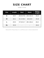 Size chart (length, bust, waist, sleeve length) for lace-trim V-neck long sleeve tee