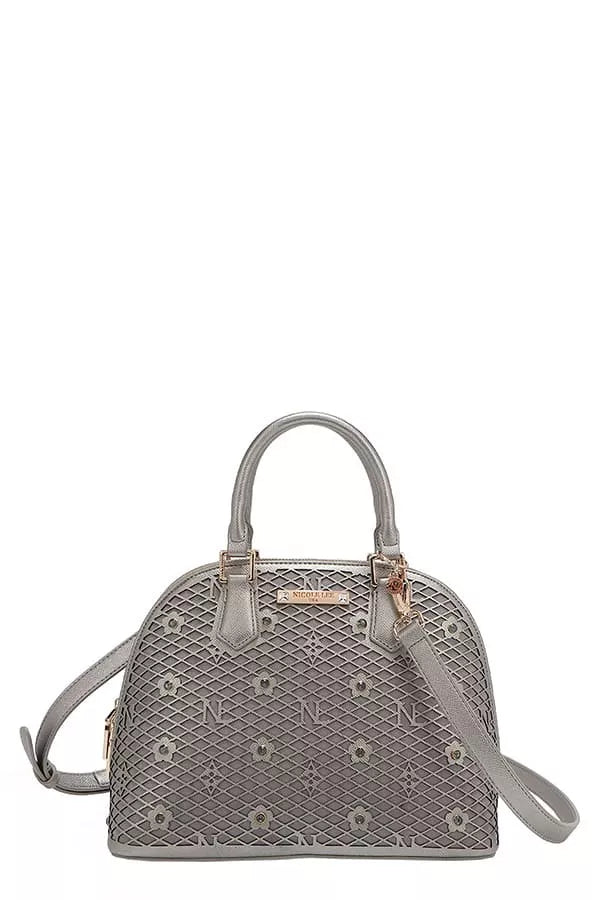 Nicole Lee USA Gracie Dome Satchel – Sleek, Rhinestone-Detail Handbag