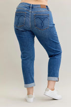 Judy Blue Mid Rise Boyfriend Cuffed Jeans – Relaxed Classic Fit