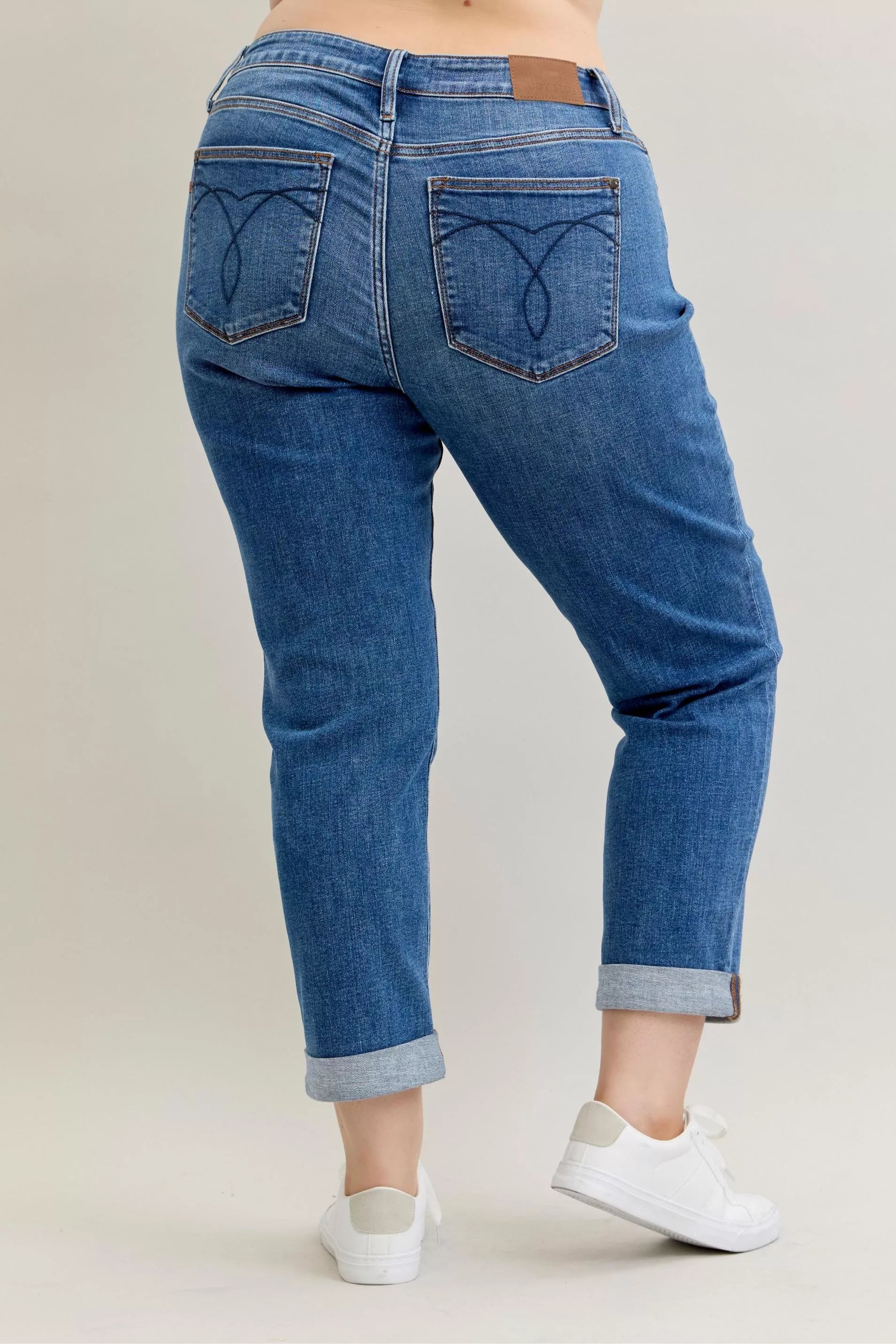 Judy Blue Mid Rise Boyfriend Cuffed Jeans – Relaxed Classic Fit