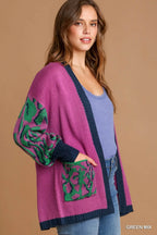 Animal Print Sweater Cardigan – Trendy Open-Front Layering Piece