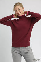 Ribbed Round Neck Sweater with Ruffle Trim – Feminine Winter Knit