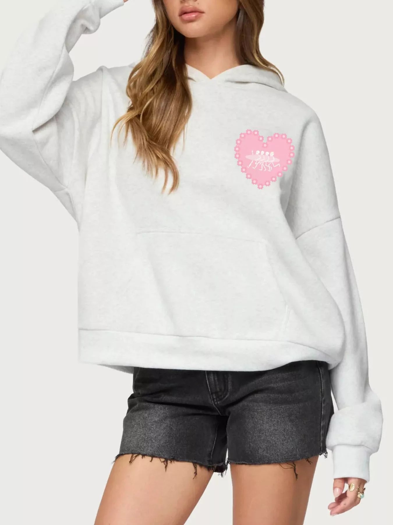 Drop Shoulder Graphic Hoodie with Kangaroo Pocket – Trendy Casual