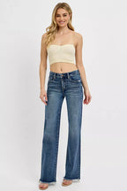 Tummy Control High Rise Long Straight Jeans – Slimming Classic Fit