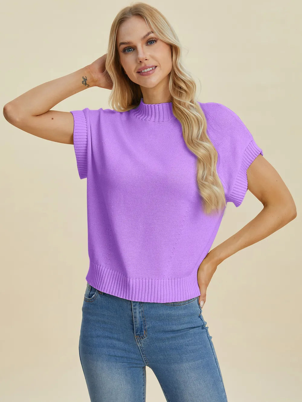 Mock Neck Short Sleeve Sweater – Chic, Cozy & Versatile
