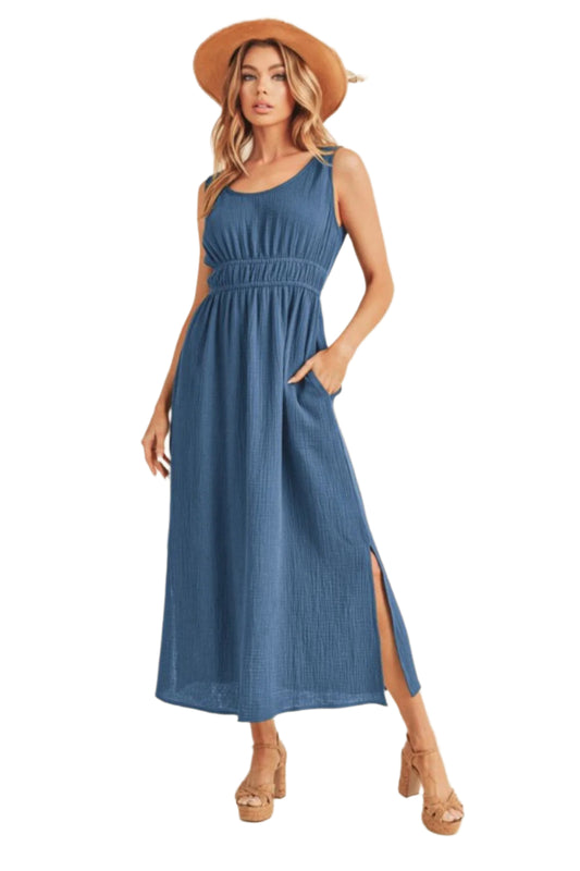 Aemi + Co Side Slit Round Neck Sleeveless Tank Dress