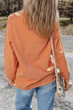Sequin Pumpkin Round Neck Long Sleeve Sweatshirt – Festive Fall Style