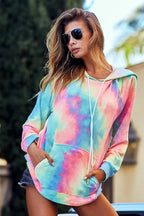 BiBi Tie Dye French Terry Hoodie – Cozy Kangaroo Pocket Casual Streetwear