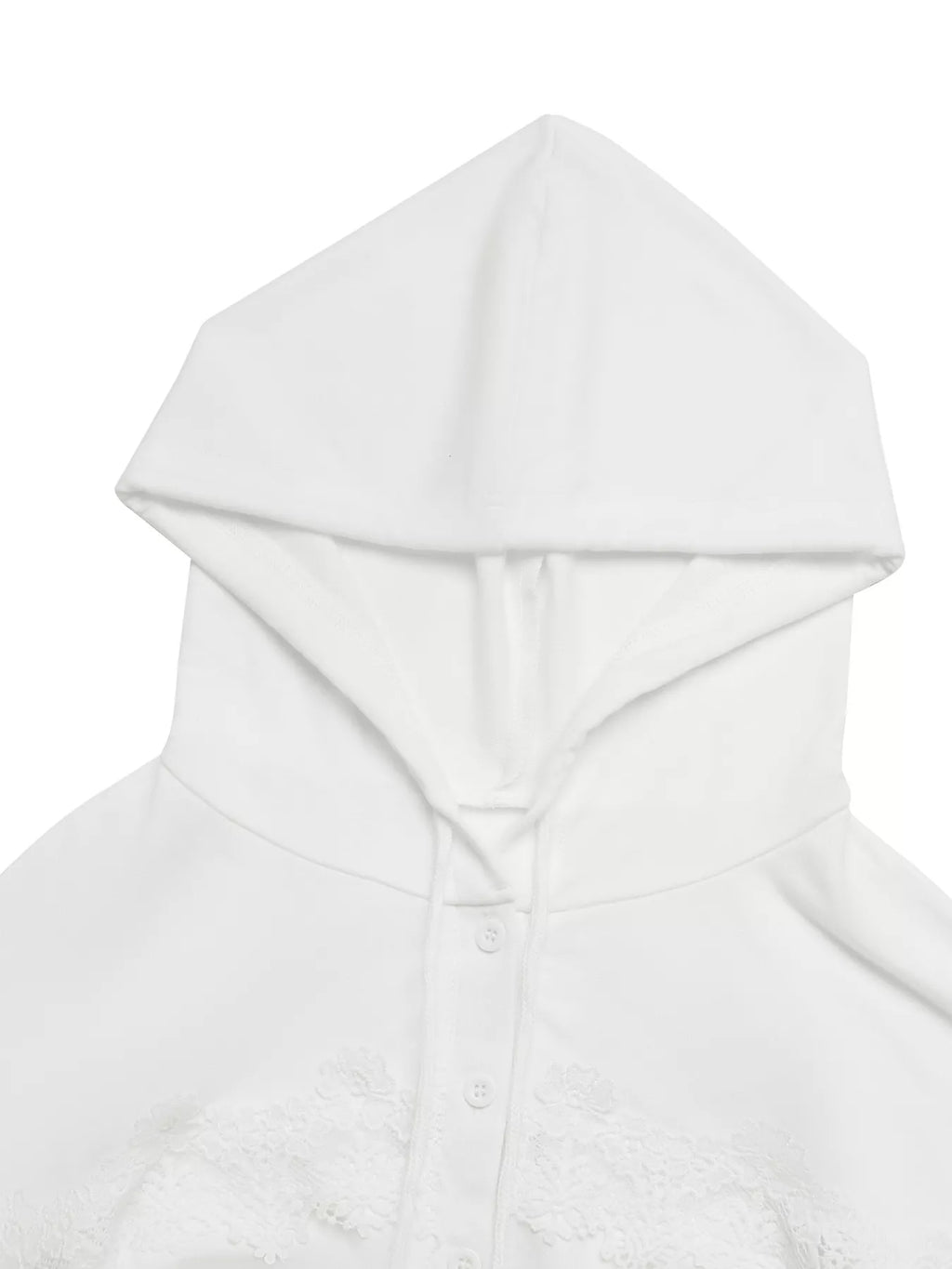 Lace Detail Long Sleeve Drawstring Hoodie