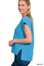 Oversized Sweater Vest with Side Slits Trendy & Cozy Layering Essential