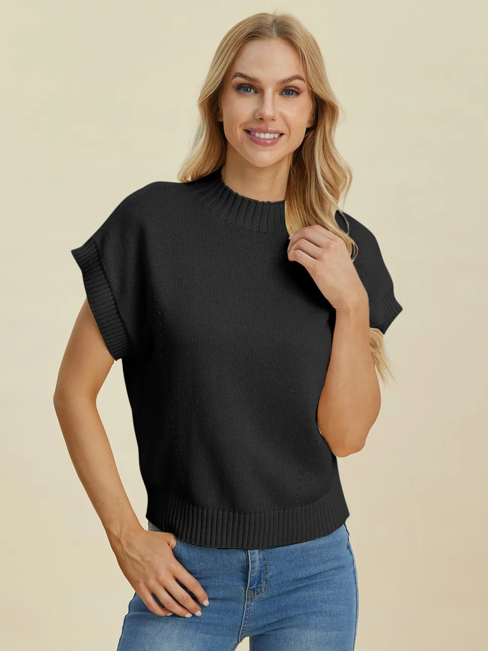 Mock Neck Short Sleeve Sweater – Chic, Cozy & Versatile