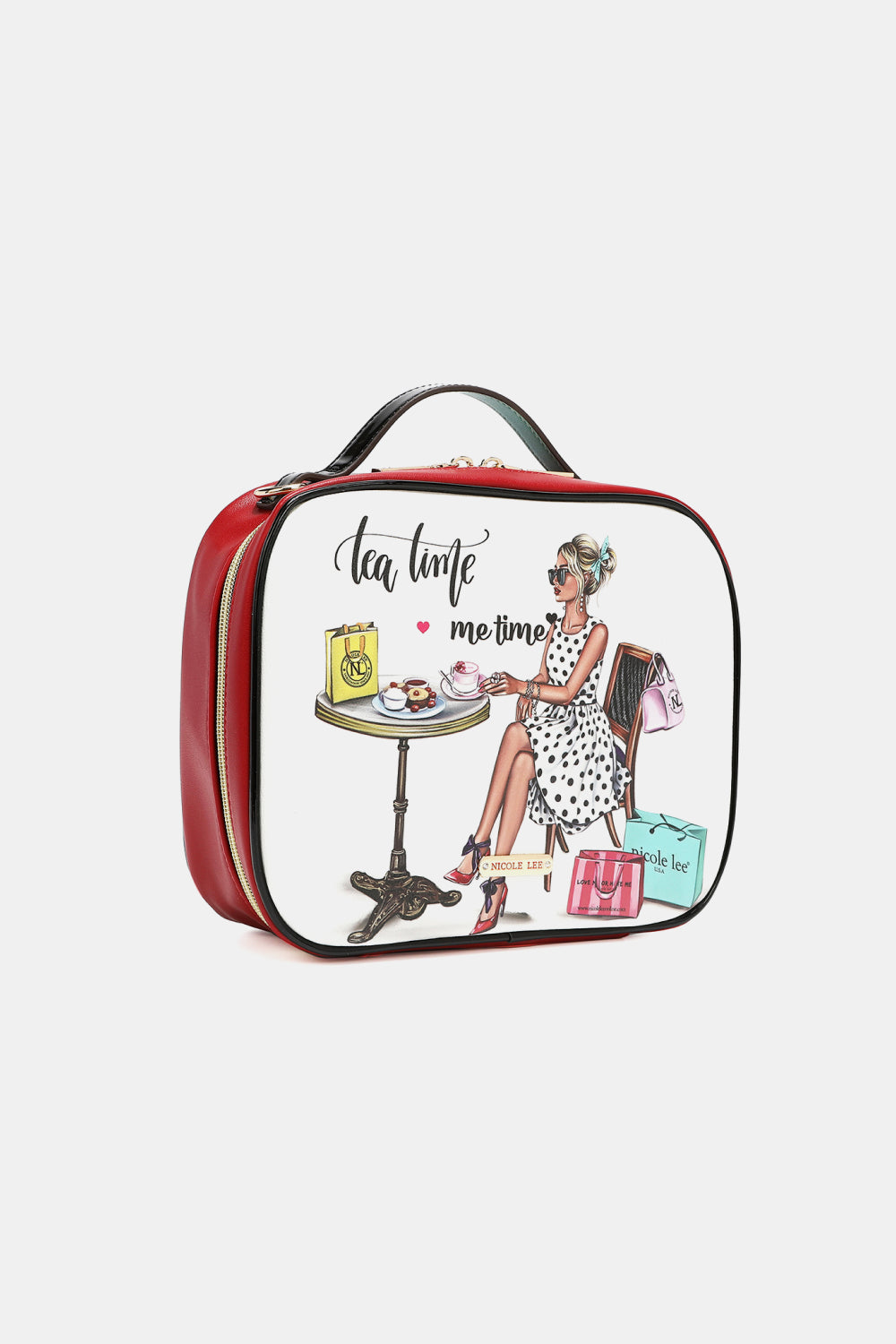 Nicole Lee Printed Handbag – Pebbled & Patent Leather with 3 Pouches