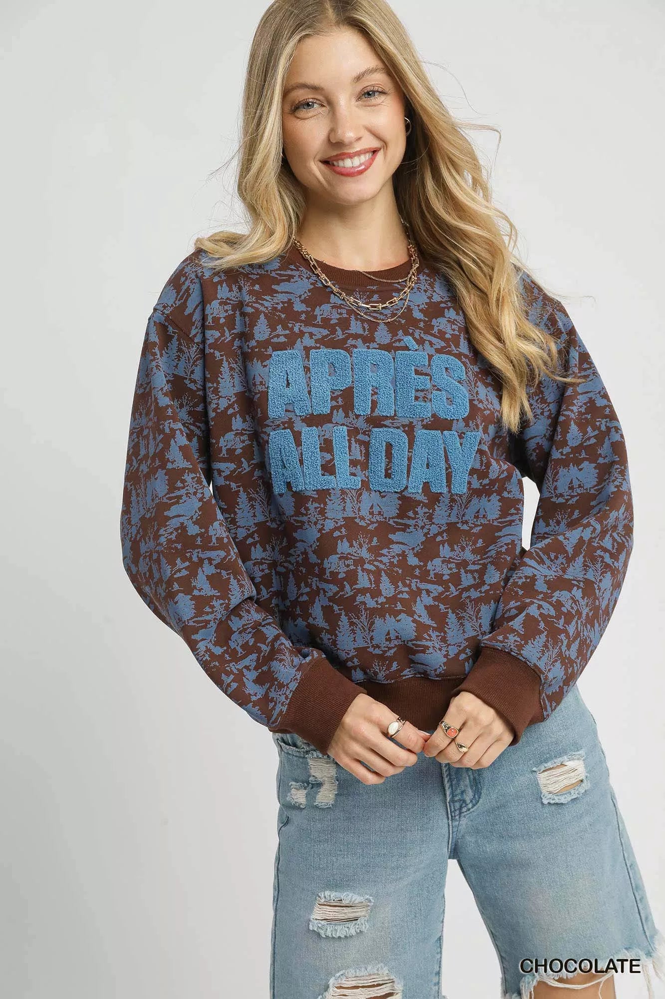 Scenic Print Cropped Sweatshirt – Trendy Casual Streetwear