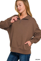 Zenana Scuba Quarter-Zip Sweatshirt – Cozy, Modern & Versatile Layering Piece