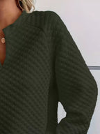 Notched Raglan Sleeve Sweatshirt – Casual Cozy Pullover