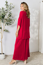 Chic Round Neck Slit Top & Pants Set – Stylish, Comfy & Versatile