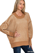Camel Oversized Ribbed Pullover Sweater – Cozy Fall & Winter Essential