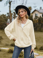 Zip Up Drawstring Long Sleeve Hooded Jacket – Casual Lightweight Layer