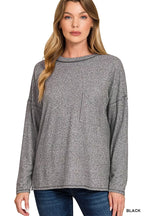Zenana Soft Melange Hacci Long Sleeve Tee – Cozy Everyday Essential