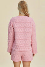 Textured Long Sleeve Top & Shorts Set – Comfy, Chic & Versatile